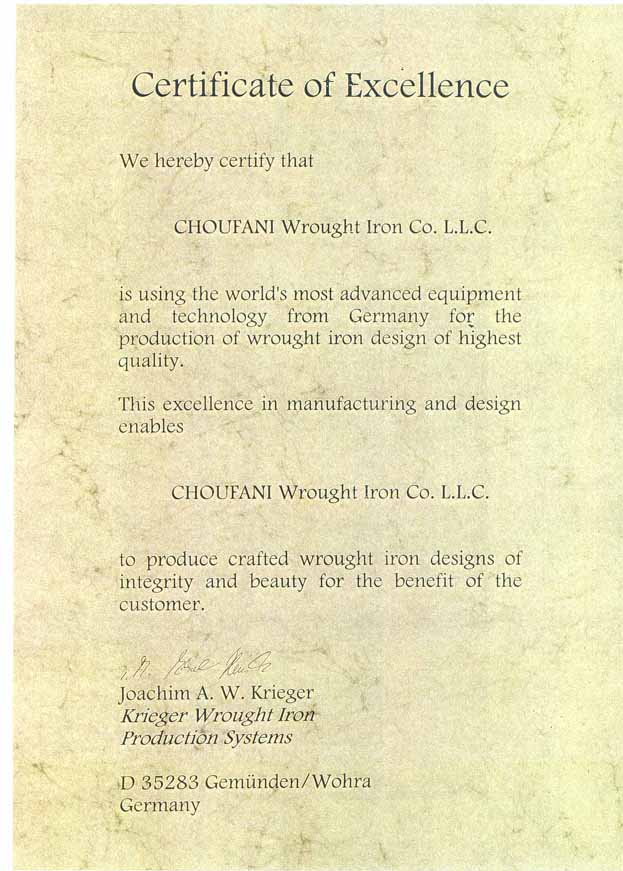 Krieger's Certification of Excellence