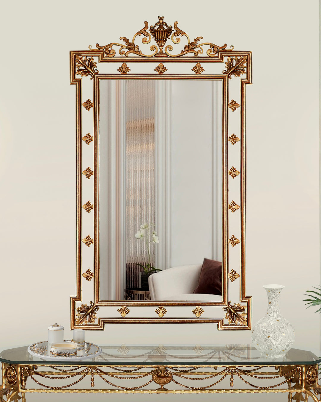 Luxury antique gold mirror – Leticia by Choufani | handcrafted wall accent for UAE interiors