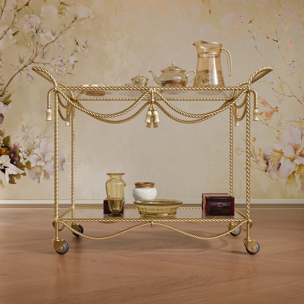 Elegant metal serving trolley, hand-forged with timeless craftsmanship by Choufani