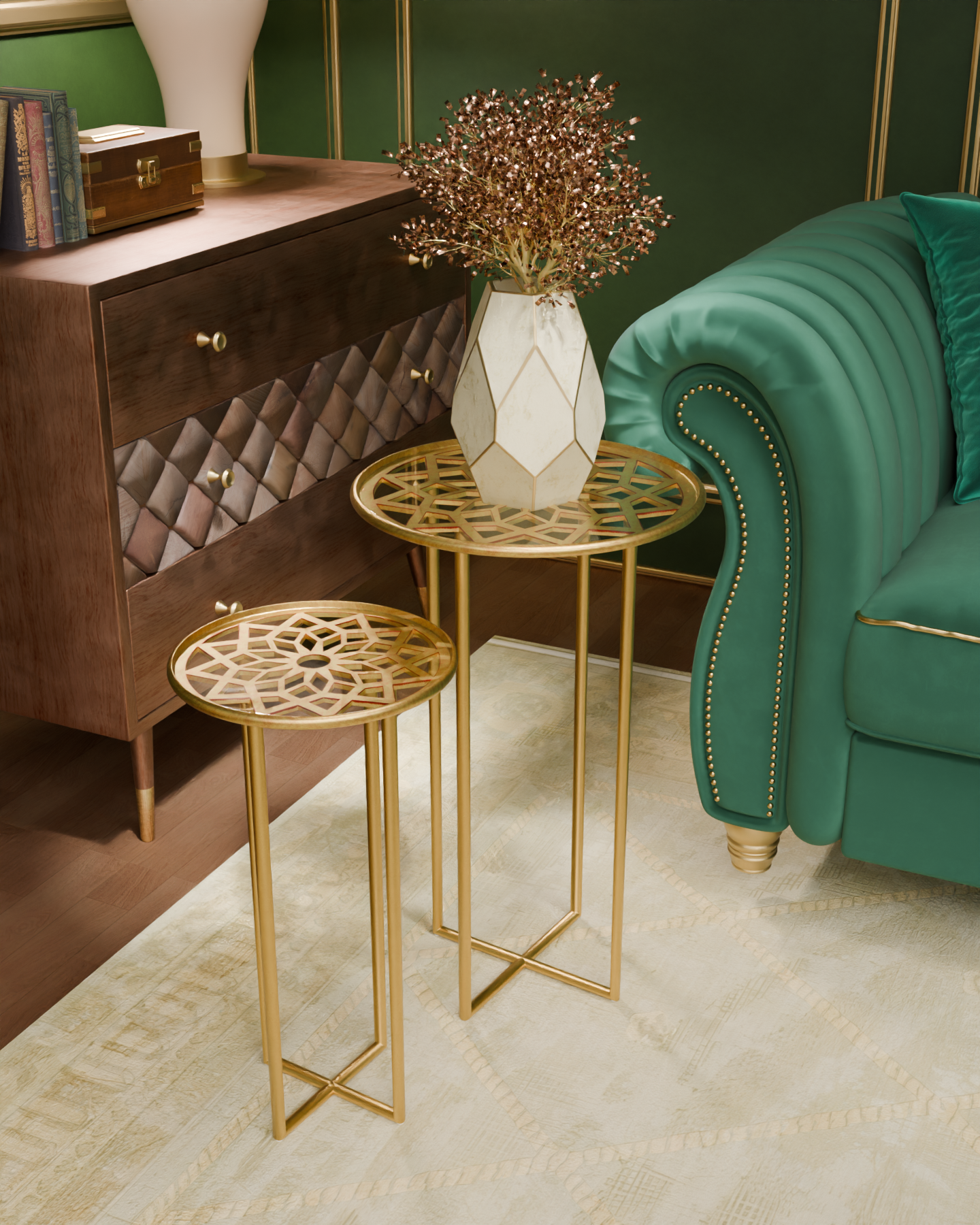 omi ZARA メタルネストテーブル ゴールド 大小 セット zara-nesting-tables-styled-