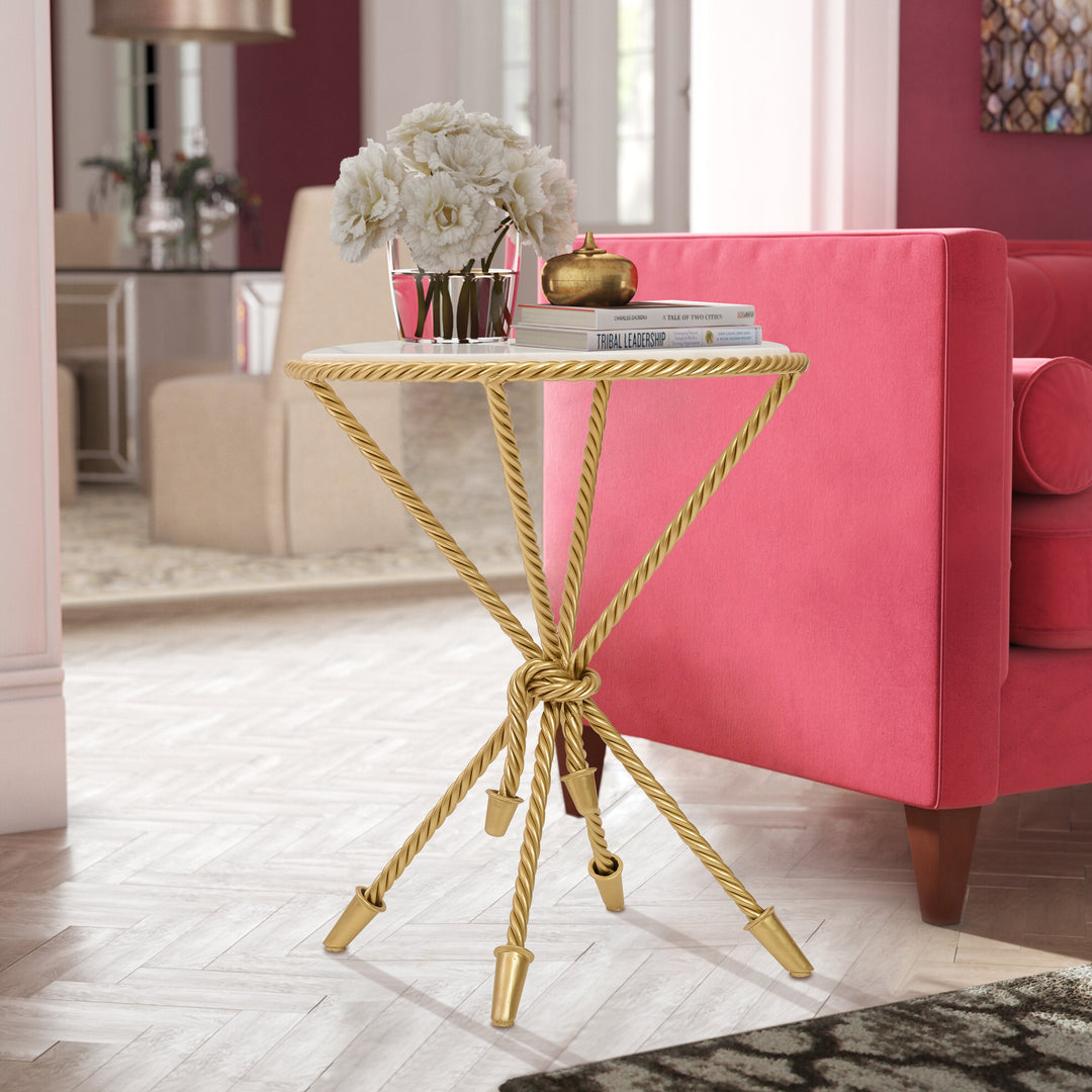 Cordelia end table marble top gold color
