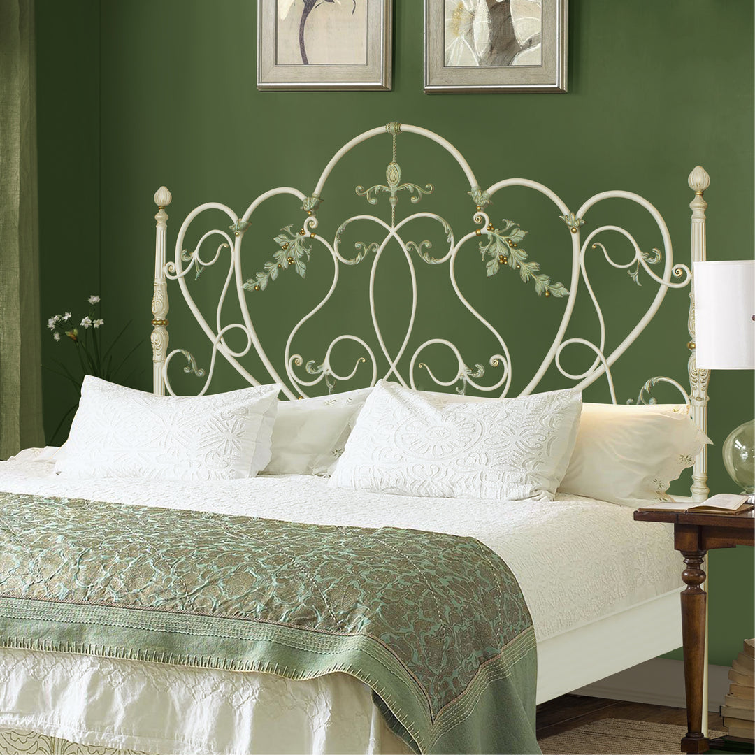 Diana king-sized bed with floral carvings and classical sculptural frame.