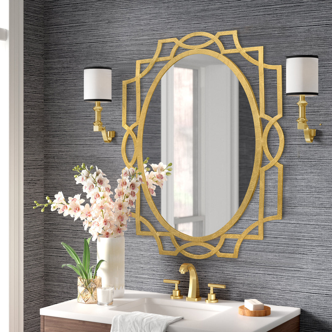 Farah gold leaf mirror with sculptural wrought iron frame by Choufani