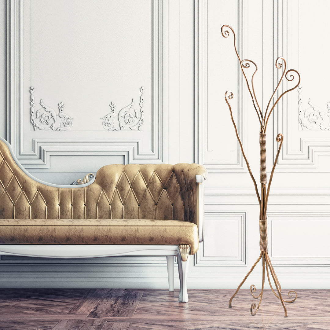 Maitha bronze coat hanger with scroll design for abayas and outerwear