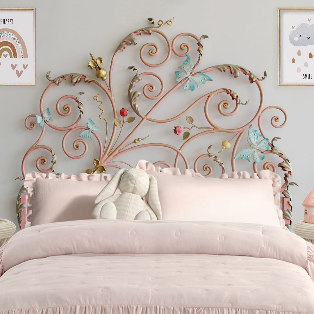 Sofia girls bed with butterflies and roses in pink finish