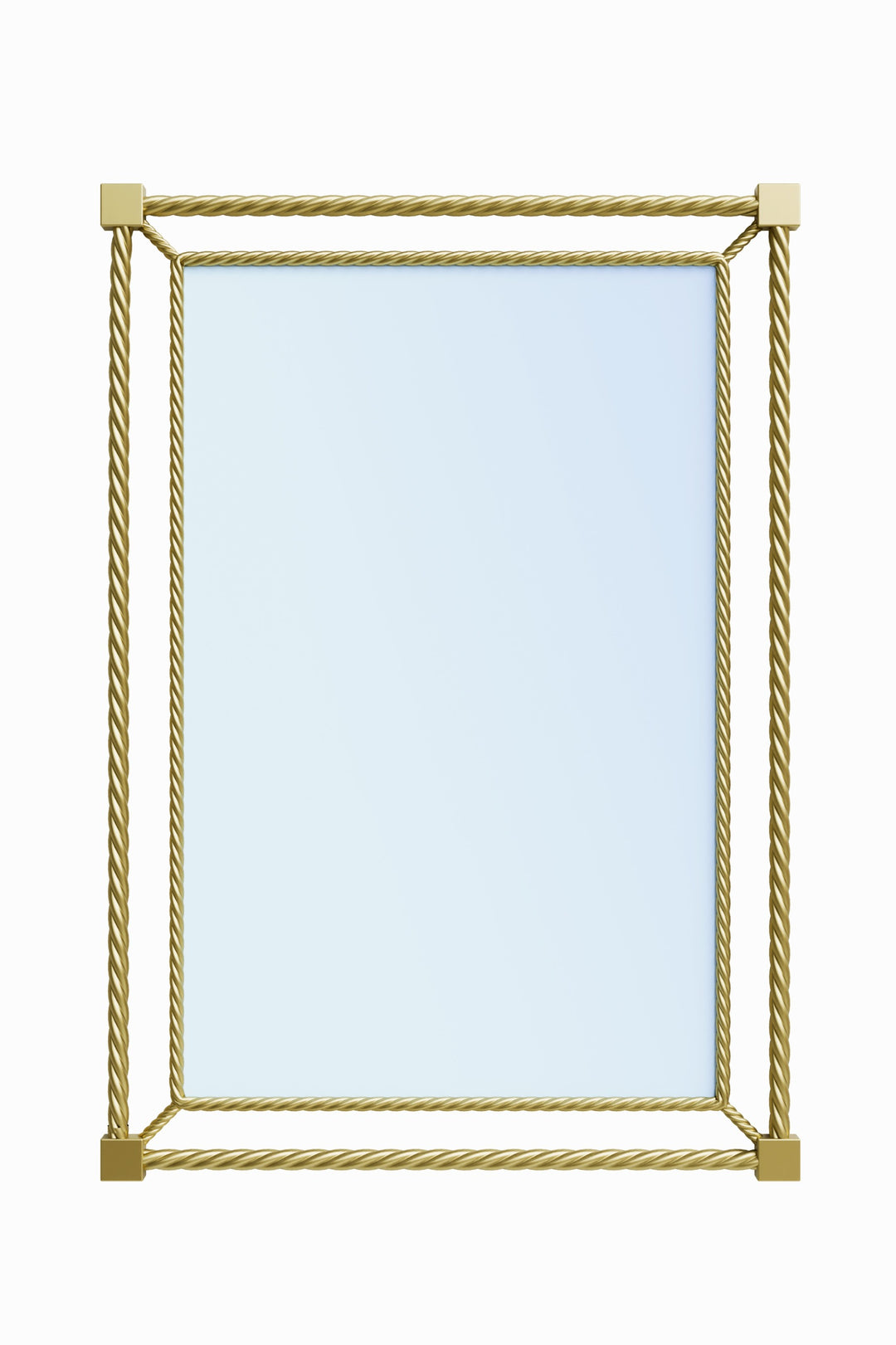 Noura wall mirror in gold finish with rope-inspired metal frame and refined rectangular proportions.