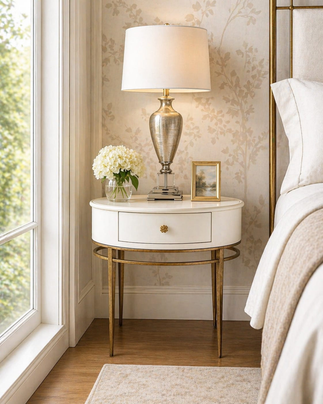 Zara luxury nightstand with elegant metal frame by Choufani UAE