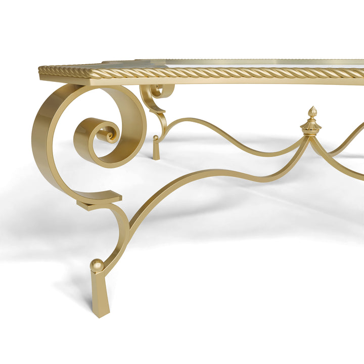 Regina table base with curled legs and gold finish detailing