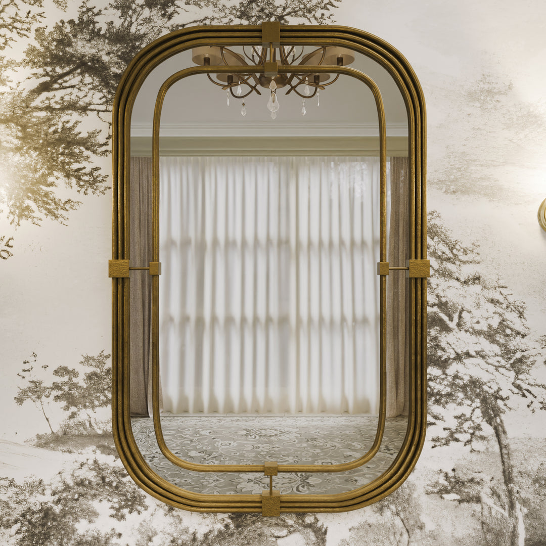 Modern arched mirror in gold finish, highlighting the refined craftsmanship of the Selina collection