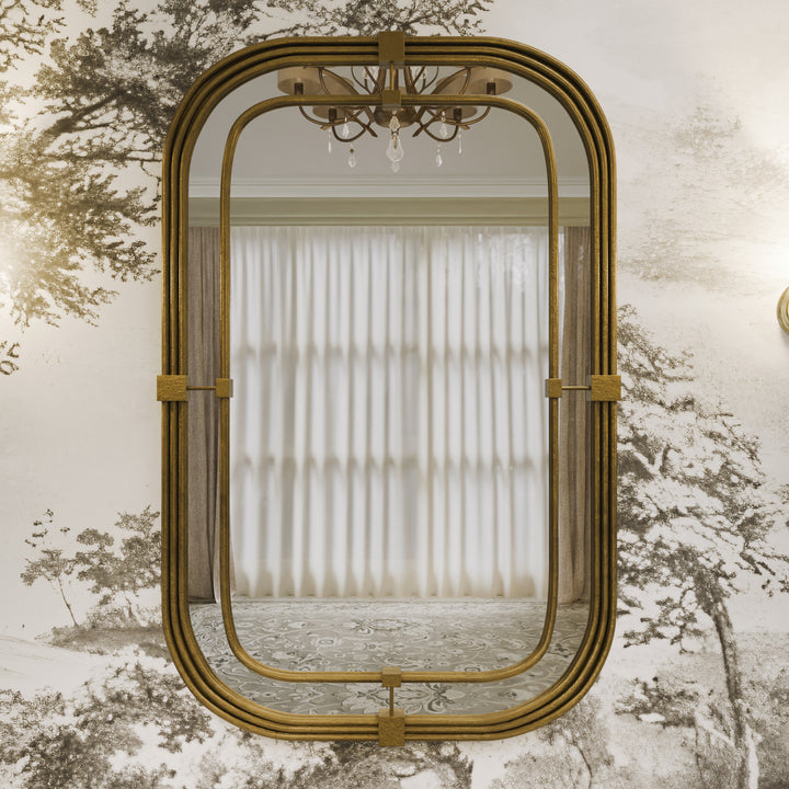 Modern arched mirror in gold finish, highlighting the refined craftsmanship of the Selina collection