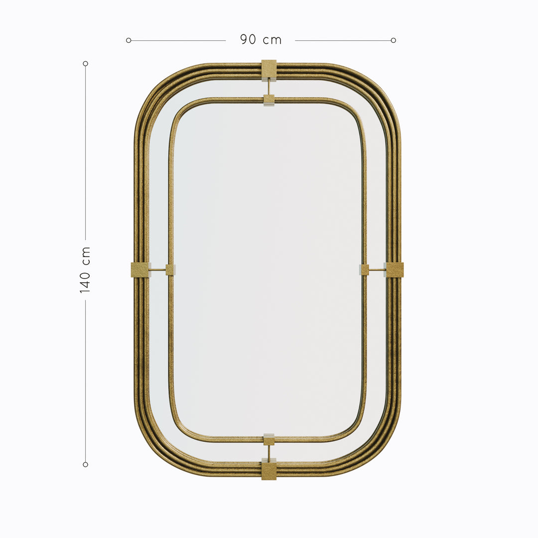 Selina mirror on white background with height and width dimensions clearly displayed