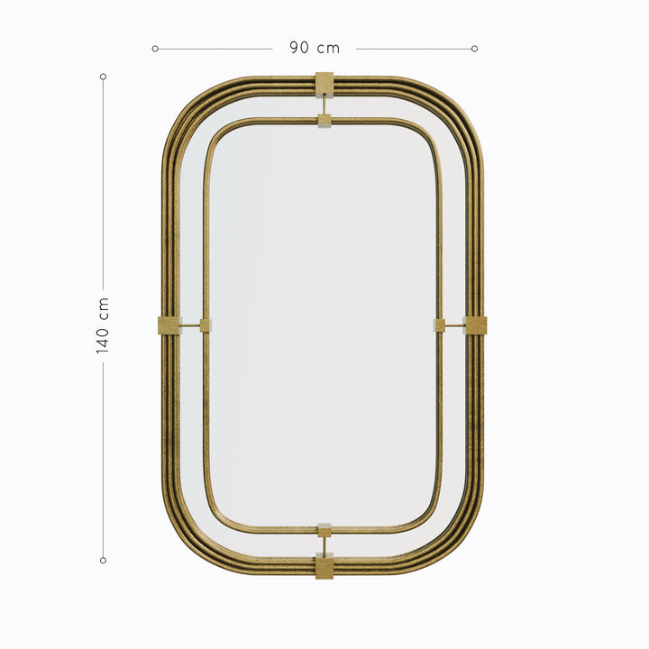 Selina mirror on white background with height and width dimensions clearly displayed
