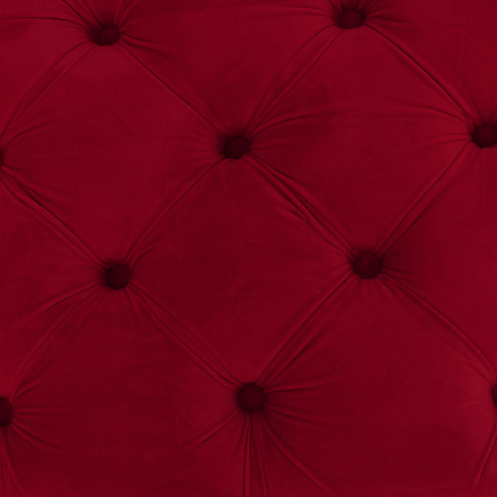 Red velvet tufted fabric upholstery