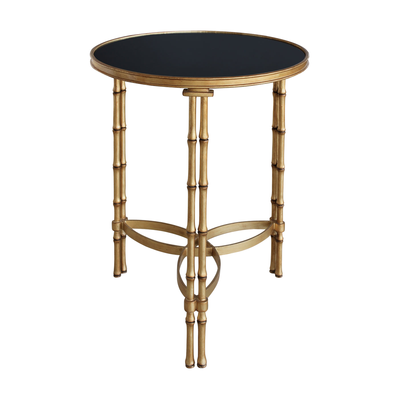 Contemporary metal made side table with bamboo legs