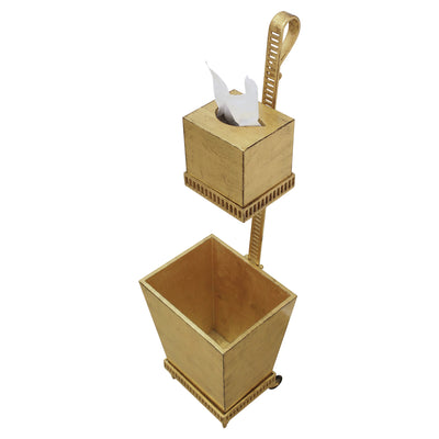 Decorative guest bin and tissue holder in antique golden finish