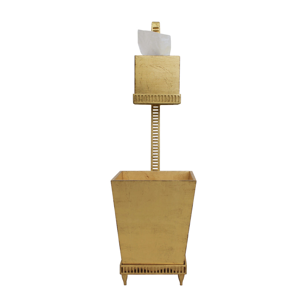 Decorative guest bin and tissue holder in antique gold finish
